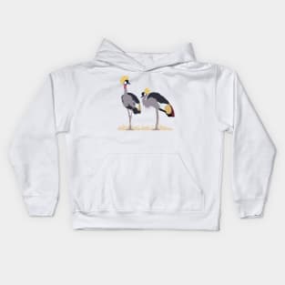 Grey Crowned Cranes Kids Hoodie